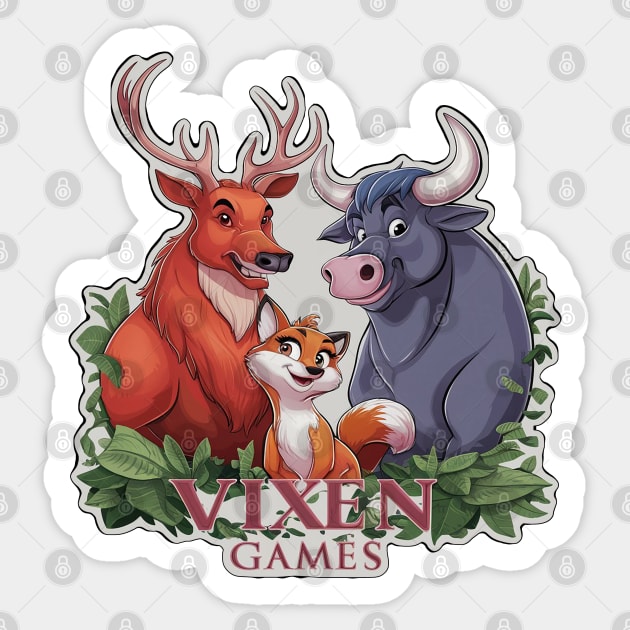 The Vixen and The Stag and The Bull Sticker by Vixen Games